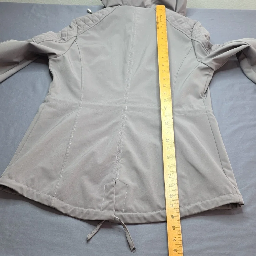 Michael Kors Jacket Womens S Gray Hooded Zip Quilted Shoulders Parka